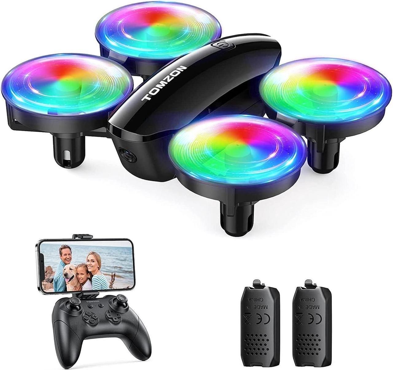 TOMZON A23W Drone with Camera 1080P, LED Kids Drone with Throw to Go, High Speed Rotation and 3D Flip, Mini Drone for Kids with Circle Fly, Gravity Sensor, 3 Speeds, 2 Batteries