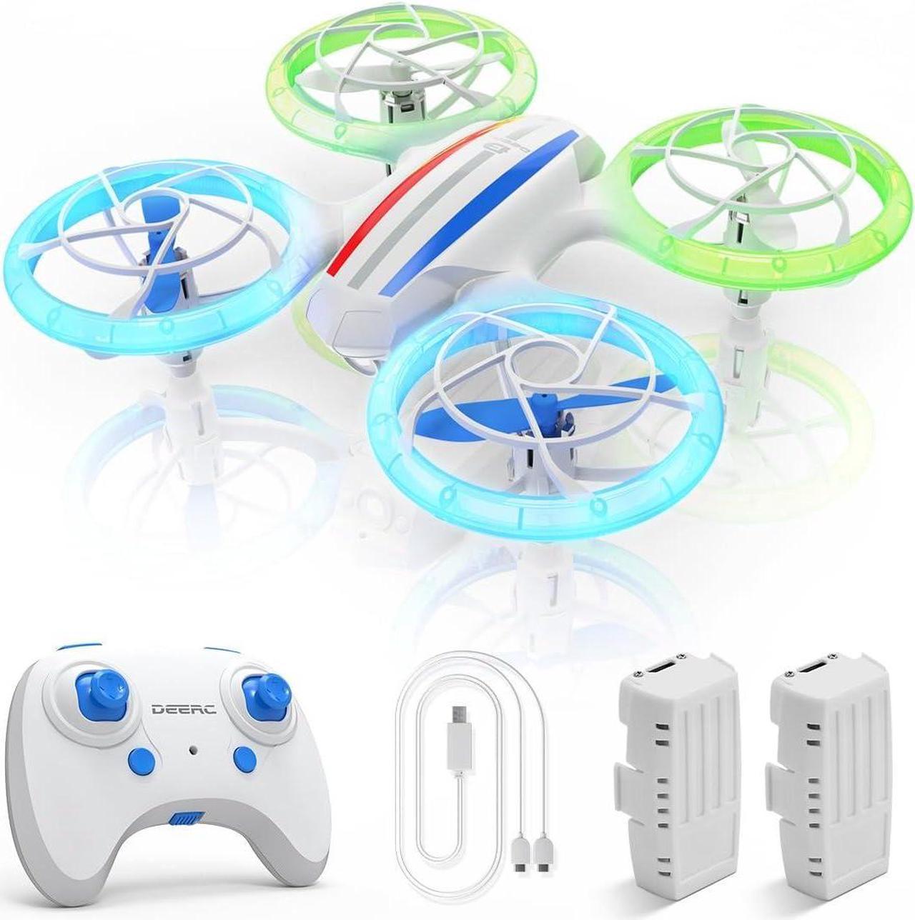 DEERC D23 Mini Drone for Kids 8-12 and Beginners, LED RC Quadcopter Indoor Drone with 2 Batteries, Light Switch, 360° Flip, Fly Back, Propeller Full Protect, Easy to Use Kids Gifts Toys for Boys, Girl