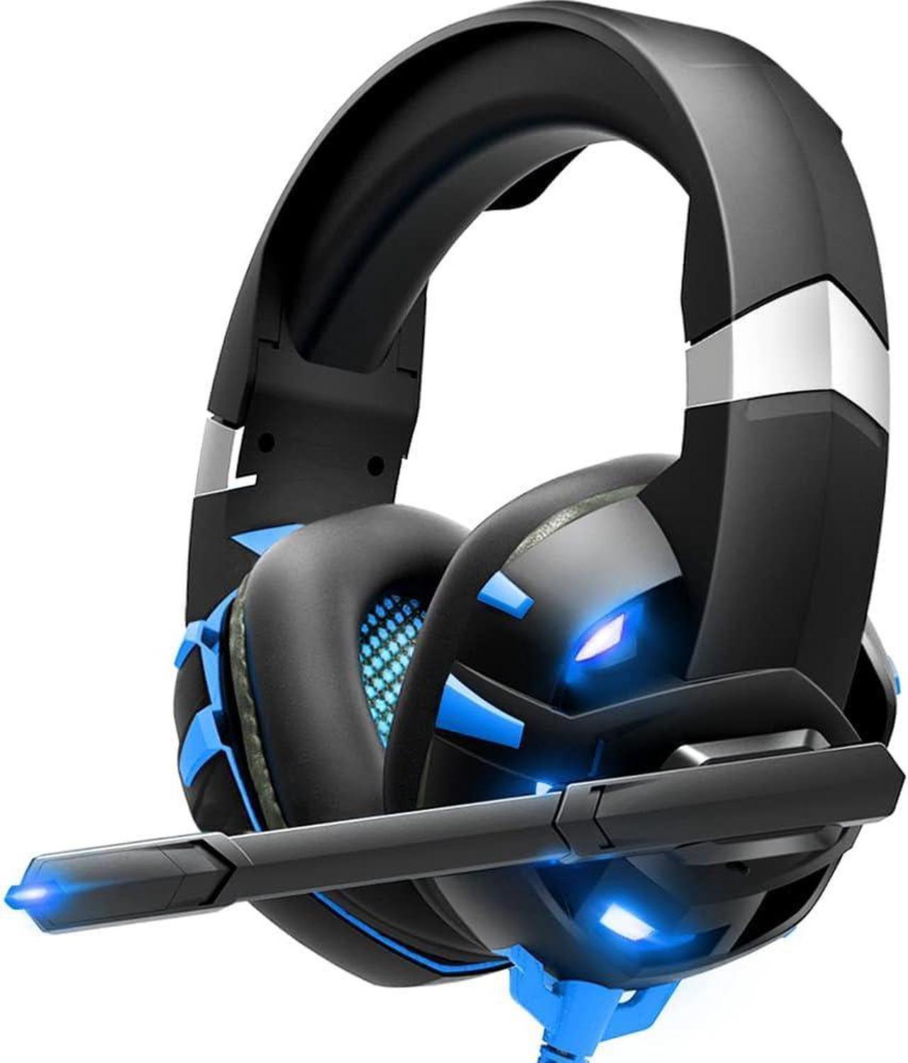 GIZORI Gaming Headset Xbox Headset, PS5 Headset with 7.1 Surround Sound Stereo, Gaming Headphones with Noise Canceling Mic & LED Light, Compatible with Xbox Series X|S, PS4, PS5, PC (Blue), (K2)