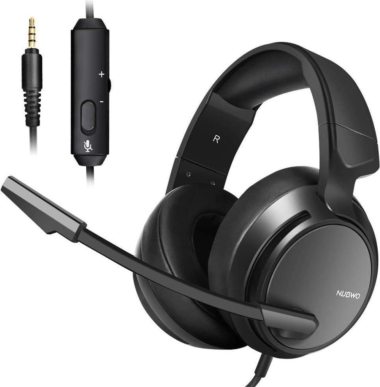 Gaming Headset for PS4,PS5, Xbox One, PC with Bass Surround Soft Memory Earmuffs Stereo Headset, Noise Cancelling Over Ear Headphones Mic, Volume Control for Laptop Table