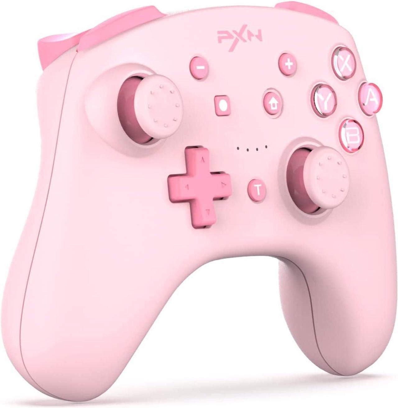 PXN 9607X Wireless Switch Pro Controller, USB Rechargeable Dual Shock Gamepad Joystick Support NFC for Switch/Lite/OLED & PC & IOS (Pink)