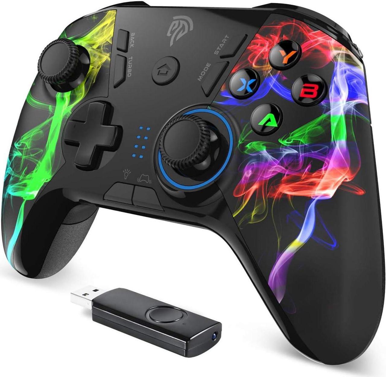 PC Wireless Controller, EasySMX Gaming Controller for Computer,Laptop,PS3,Android TV BOX, Nintendo Switch and Tesla with Turbo, Dual Vibration and 4 Programmable Keys, Battery Up to 14 Hours