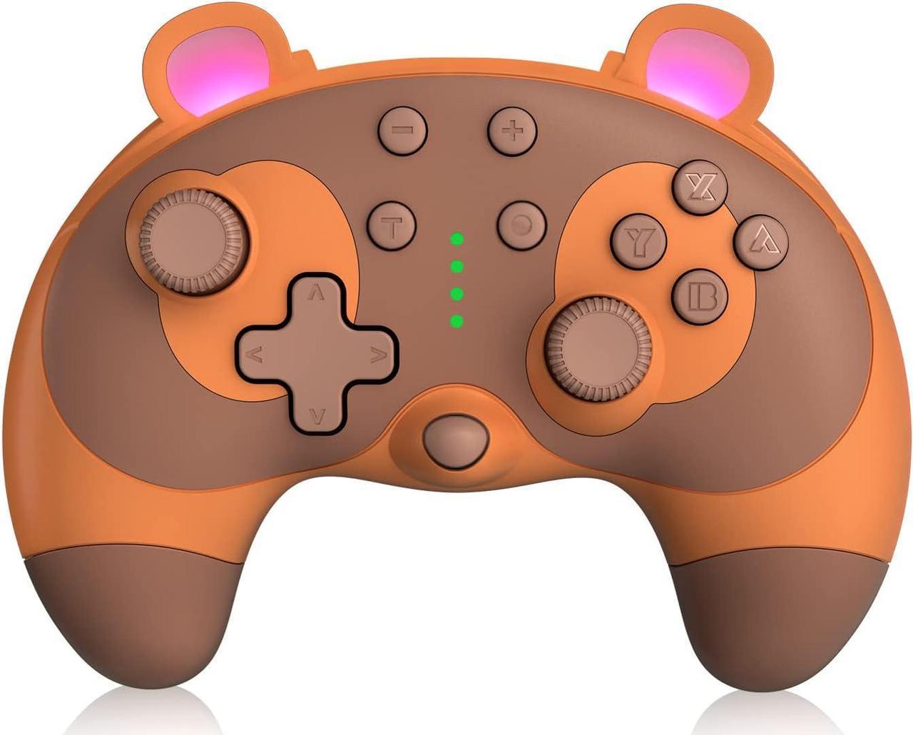 PowerLead Switch Controller - Cute Raccoon Animal Wireless Switch Controller for Switch Lite/OLED/PC, Switch Pro Controller Remote Gamepad Joystick with Turbo/Motion Control/Wake-up, Vibration