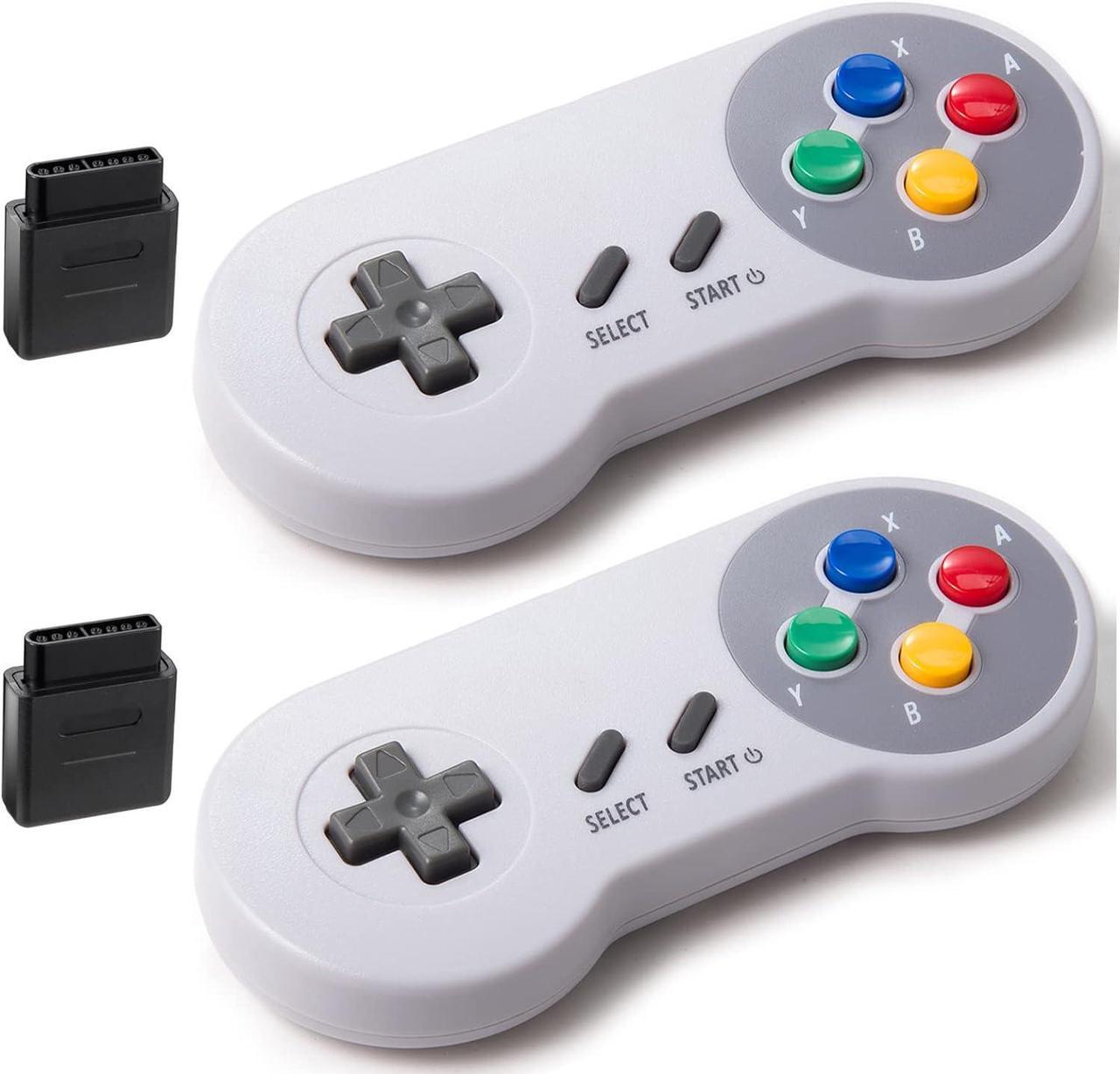 2 Pack 2.4GHz Wireless Controller for Original SNES Console, kiwitatá Remote Wireless Gamepad Controller for SNES Super Entertainment System-7 Pin Connector