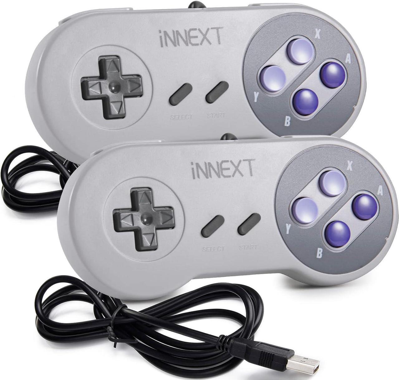 2 Pack PC USB SNES Retro Super Controller Gamepad Compatible with SNES Games, Retro SNES PC Controller Joypad for Windows PC iOS MAC Linux Raspberry Pi Retropie Sega Genesis Higan OpenEmu Emulator