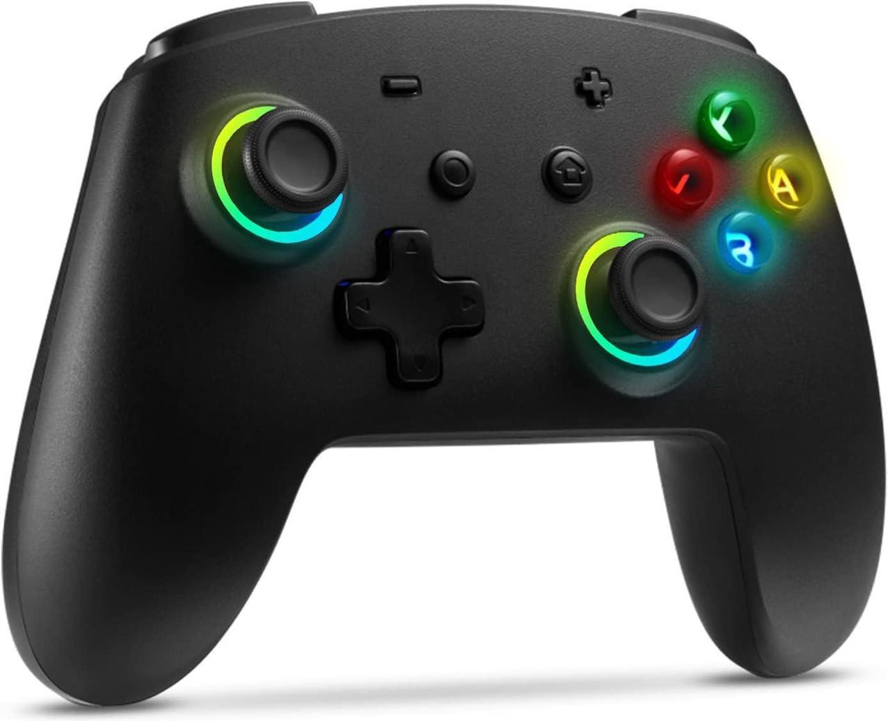 YKOEX Switch Controller, 9 LED Colors, Switch Pro Controller Compatible with Switch/Switch OLED/Switch Lite, Wireless Gamepad with Back Buttons/Programmable/Motion Control/Dual Vibration/Turbo/Black