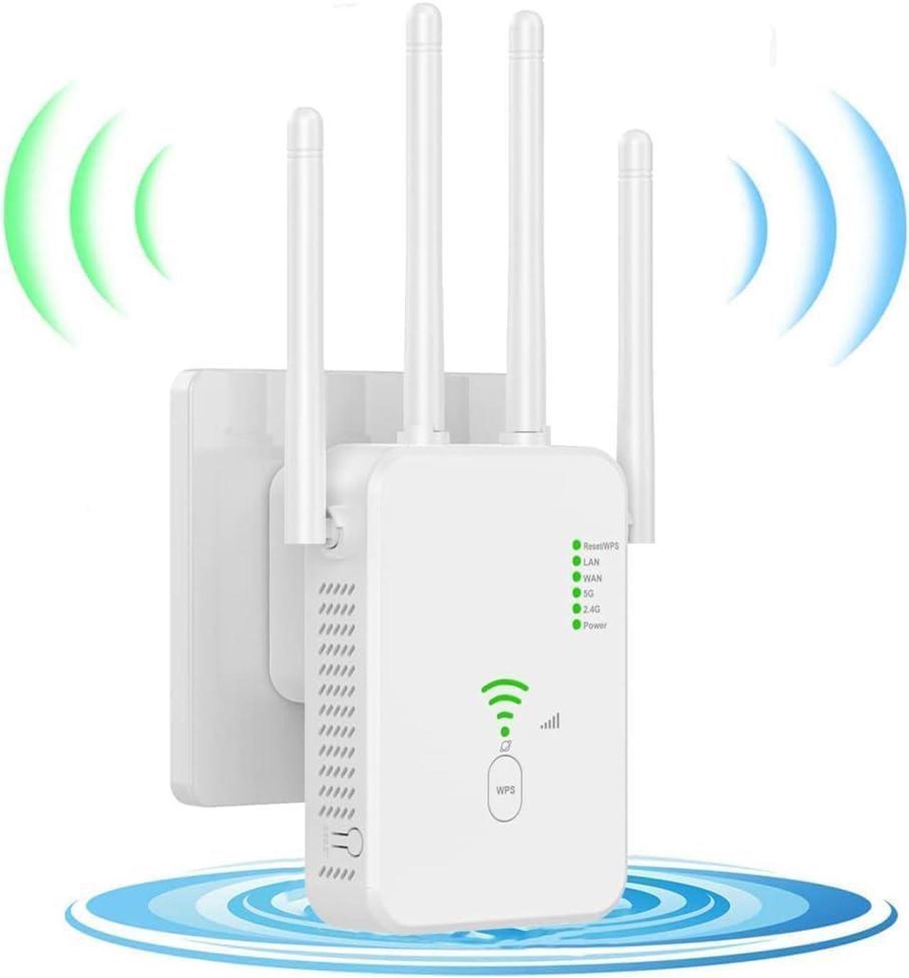 WiFi Extender, 1200Mbps Wi-Fi Signal Booster Amplifier for Home Cover Up to 9800sq.ft WiFi 2.4&5GHz Dual Band Wireless Repeater, 4 Antennas 360° WiFi Amplifier, WiFi Range Extender (2A2F4-U10)