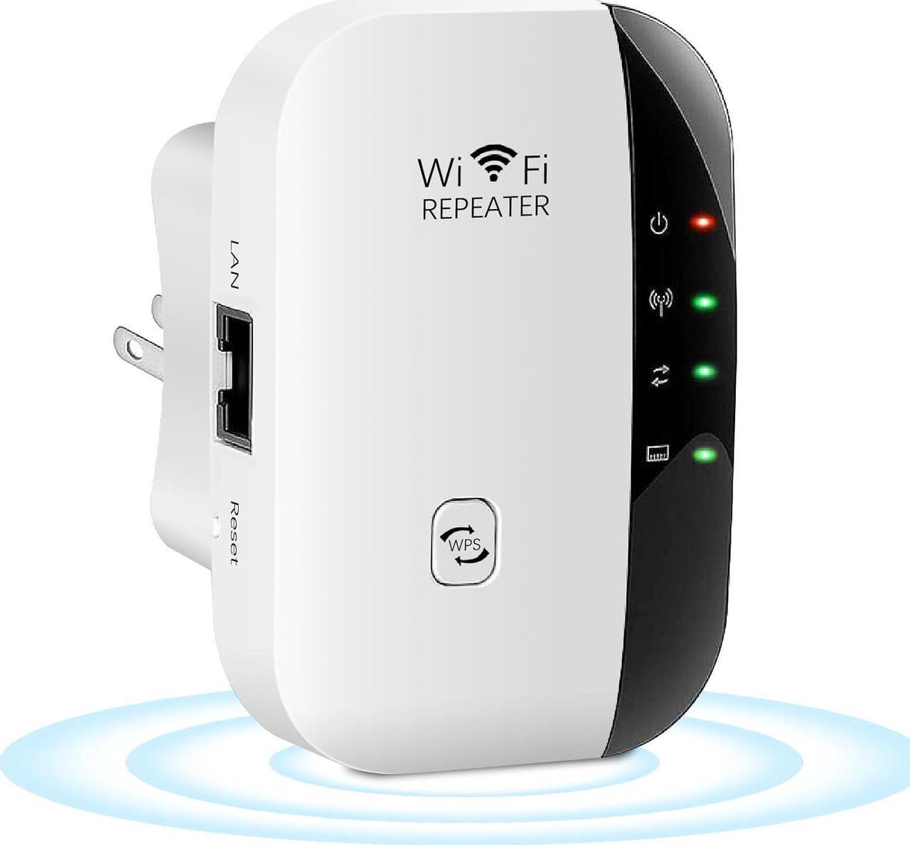 WiFi Extender Wireless Signal Range Booster, 300Mbps 2.4GHz Wi-Fi Repeater with Ethernet Port, 802.11b/g/n Wireless Internet Blast for Home, AP Mode/Wide Compatibility/Easy Setup, WPS Supported