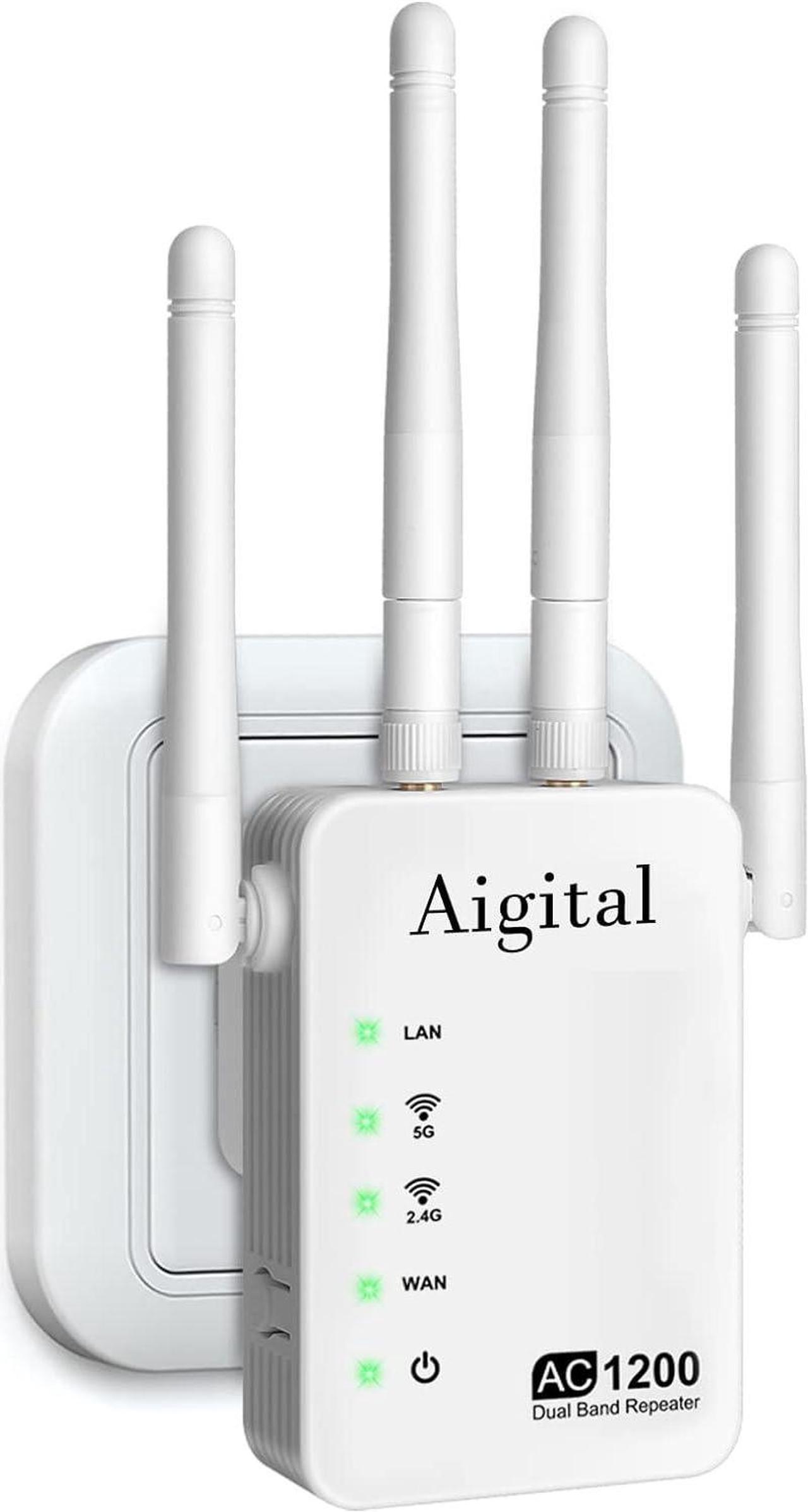 WiFi Booster/WiFi Range Extender AC 1200Mbps Dual Band (5GHz&867Mbps/2.4GHz&300Mbps) WiFi Repeater with Ethernet Port-Covers Up to 2,000 Sq.ft and 35 Devices, Quick Setup, Internet Booster for Home