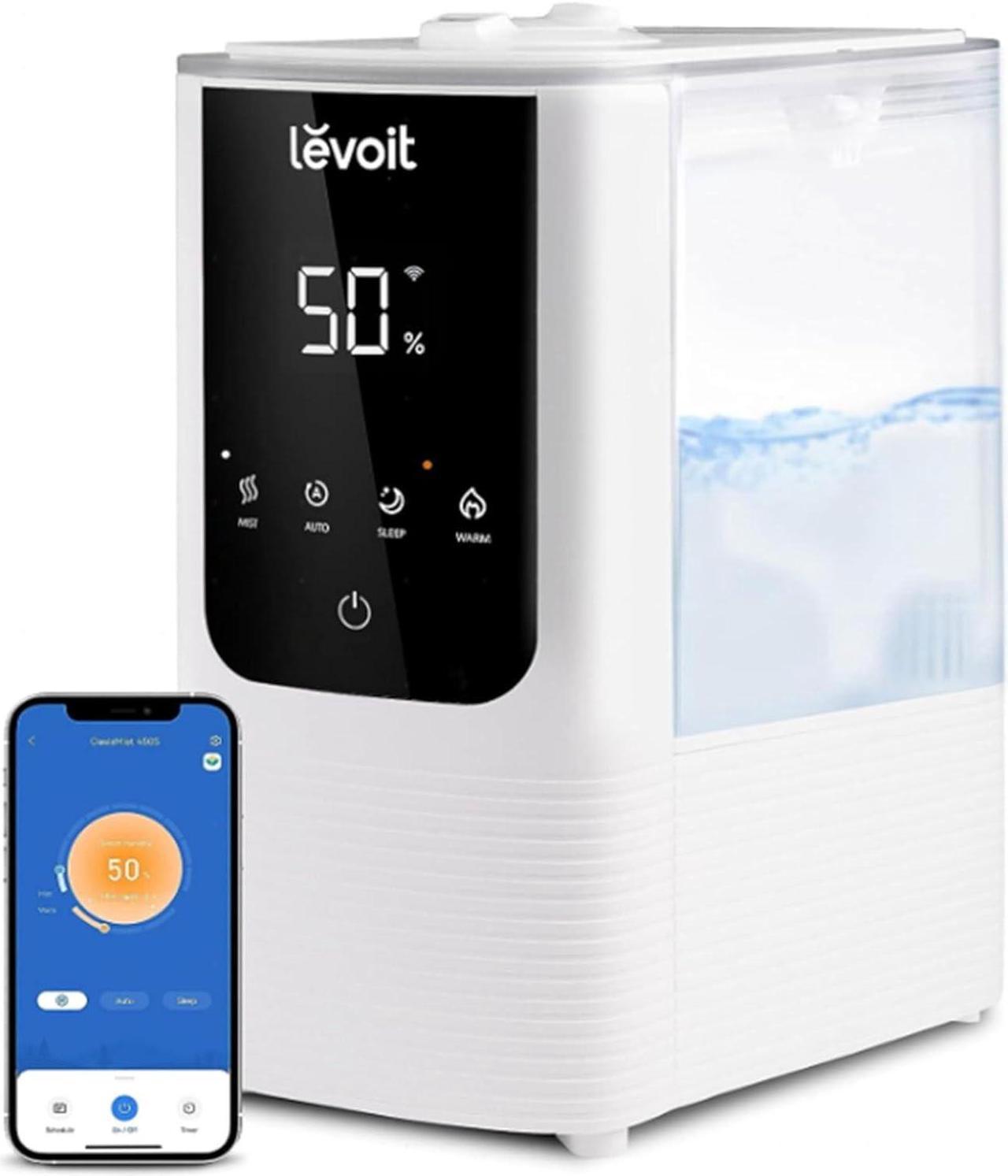 LEVOIT Humidifier for Bedroom Large Room Home, OasisMist Smart Cool and Warm Mist Humidifiers, Auto Customized Humidity, Ultrasonic Top Fill Oil Diffuser for Baby and Plants, Quiet, 4.5L, White