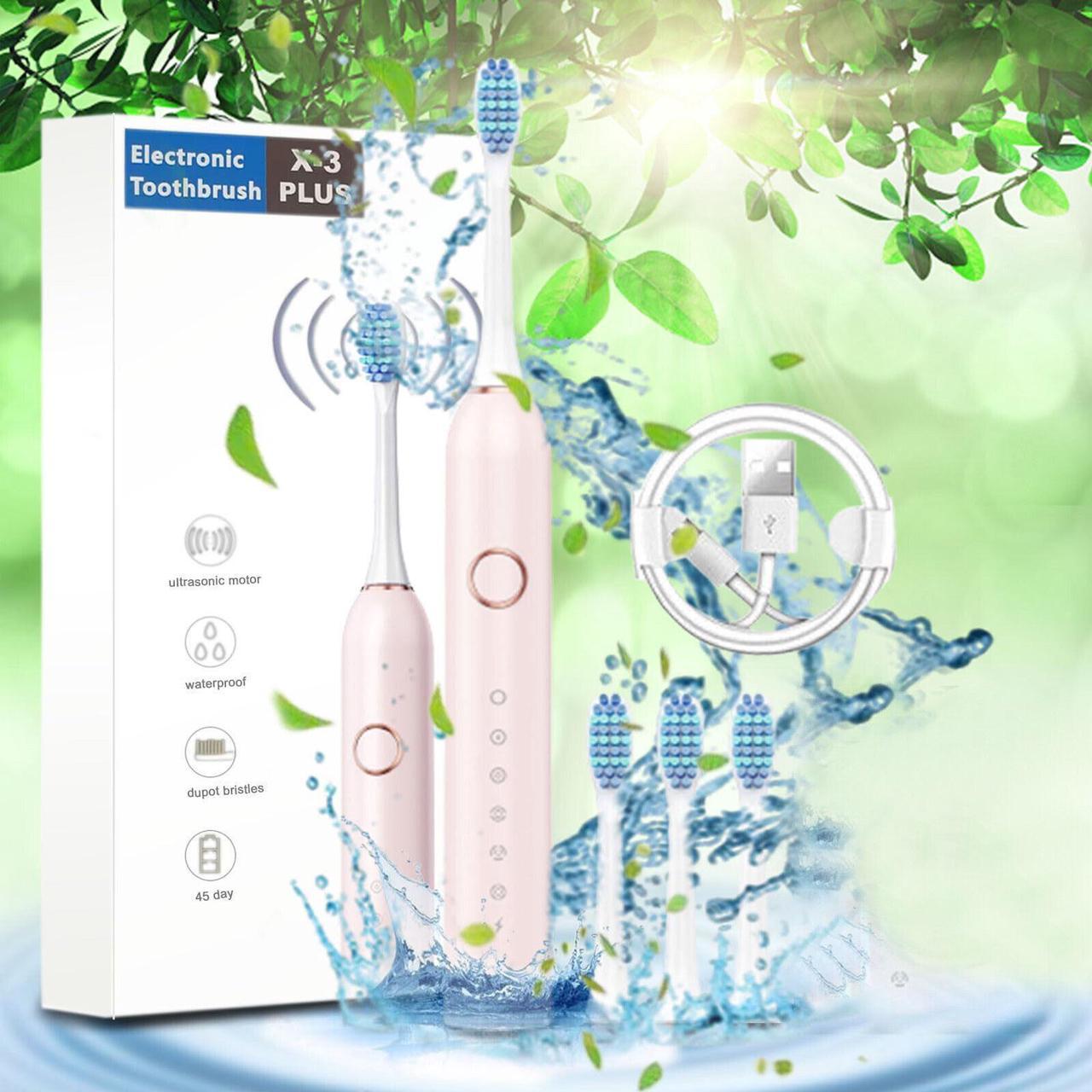 Rechargeable Electric Toothbrush With 4 Brush Heads And 6 Cleaning Modes