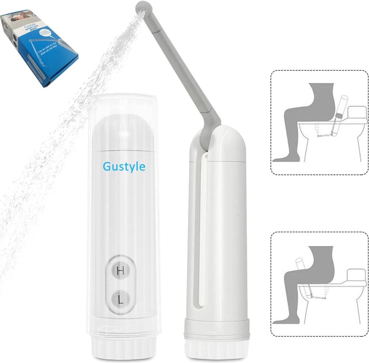 Portable Travel Bidet by GUSTYLE, IPX6 Waterproof Electric Bidet Sprayer with Automatic Decompression Film and Nozzle 180 Degree Adjustment Perfect for Baby Wash, Personal Care, Disability, Traveling,