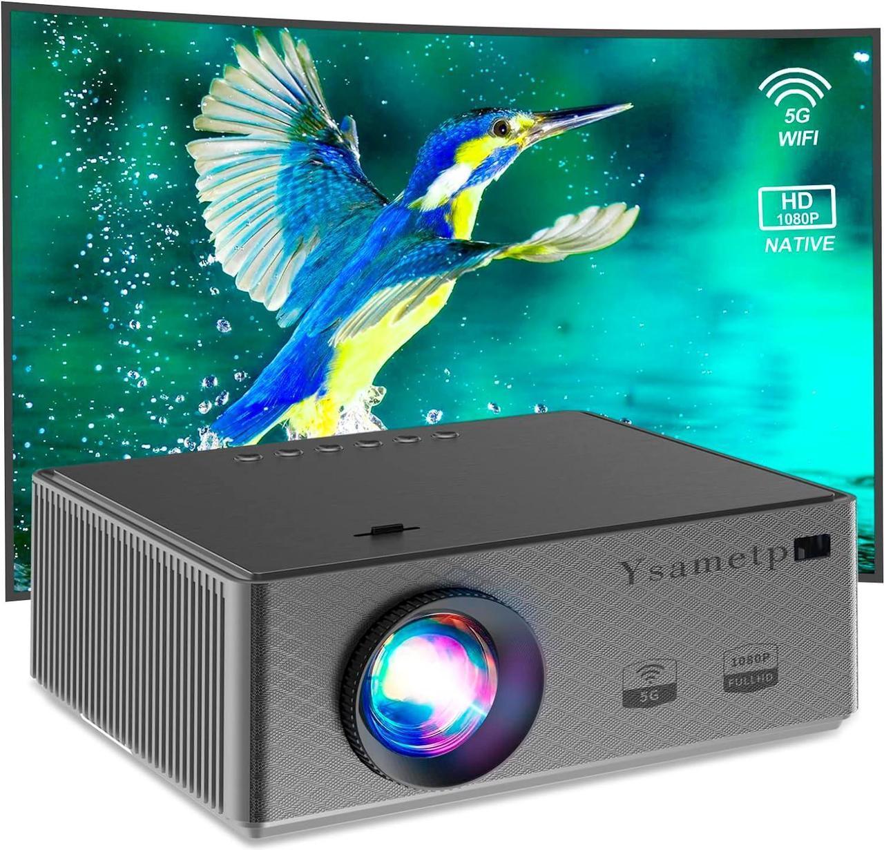 Native 1080P 5G WiFi Bluetooth Projector, 9000L Mini Projector Support 4K Android/iOS Sync Screen 300" Max Screen, Home Movie Theater Video Projector Compatible w/TV Stick HDMI TF USB AV PC Laptop