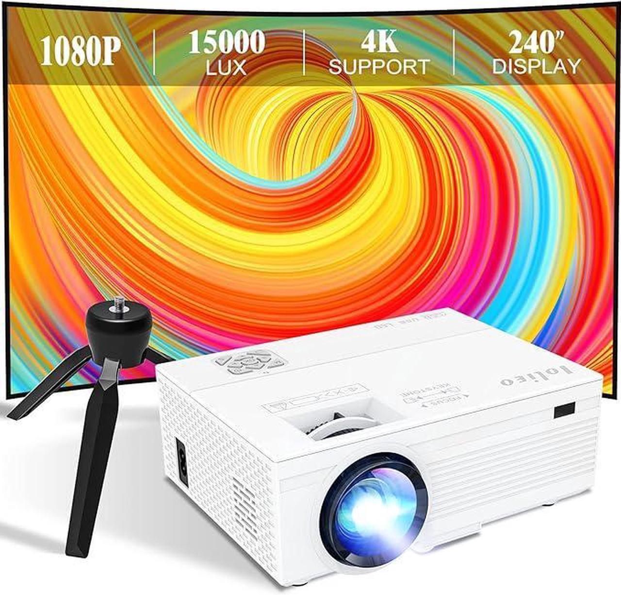 Iolieo Projector,2024 Upgraded 1080P 4K Projector Supported with 240" Display,380ANSI Projector Compatible with TV Stick Smartphone Full HD 1080P HDMI,USB,VGA,AV,for Home Cinema & Outdoor Movies