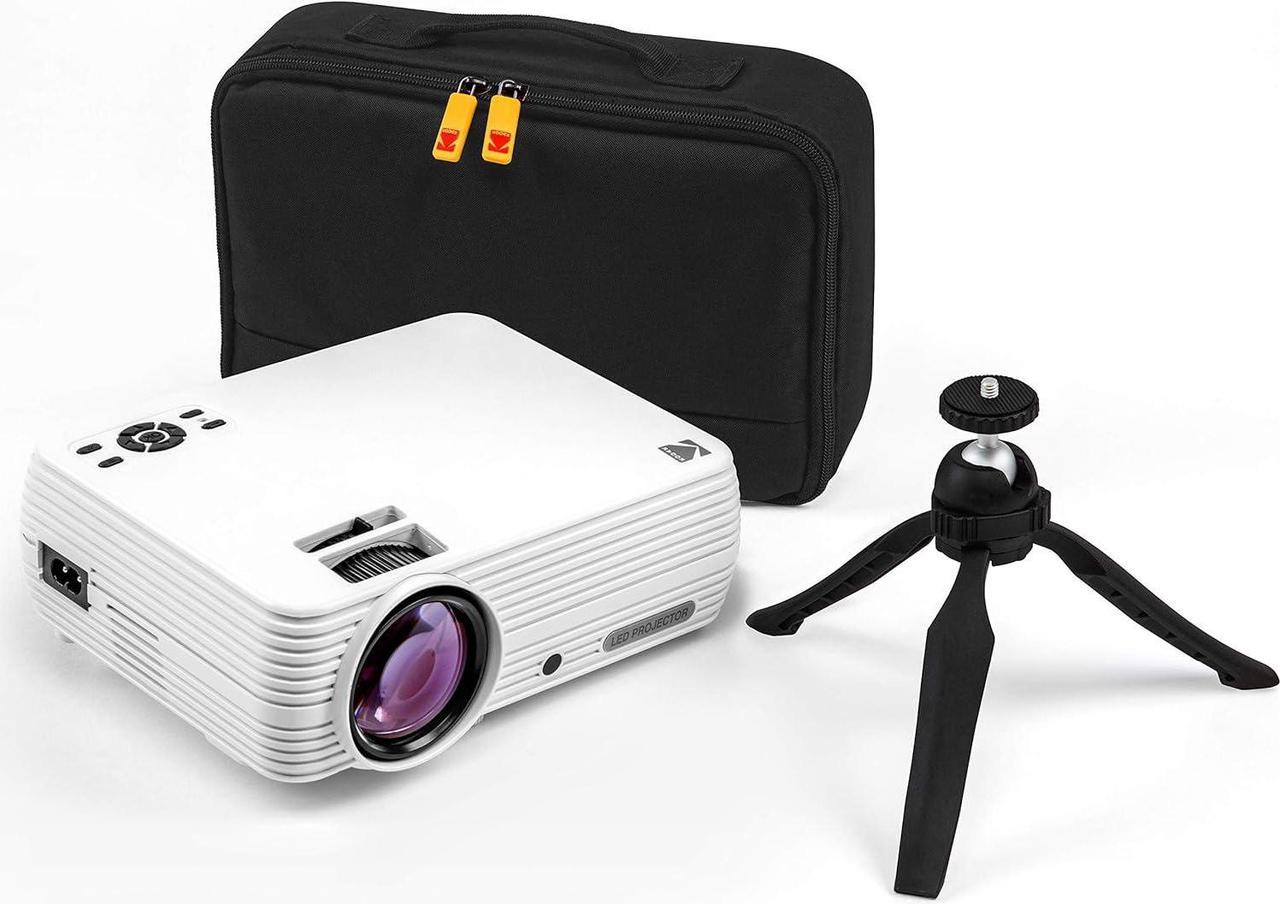 Kodak FLIK X7 Home Projector (Max 1080p HD) with Tripod, & Case Included | Compact, Projects Up to 150 with 720p Native Resolution & 30,000 Hour, Lumen LED Lamp| AV, VGA, HDMI & USB Compatible