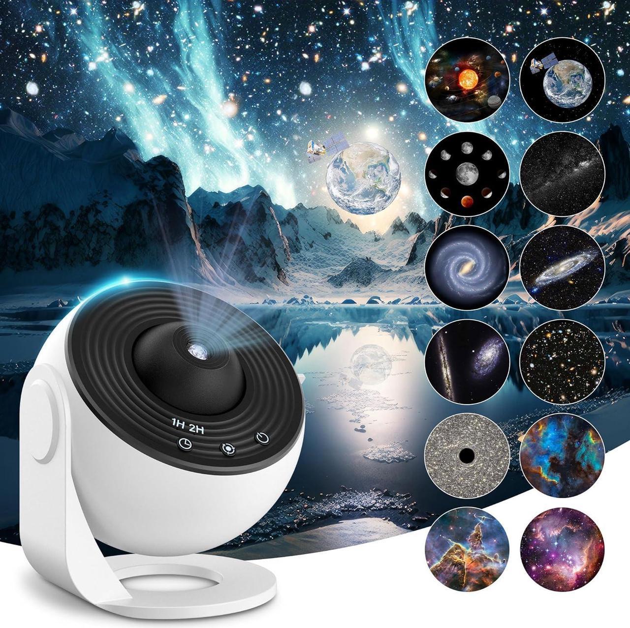 Galaxy Star Projector, Planetarium Star Projector, Realistic Starry Sky Night Light with 12 Film Discs, Solar System Constellation Moon for Kids Bedroom Ceiling Home Living Room Decor Birthday Gifts