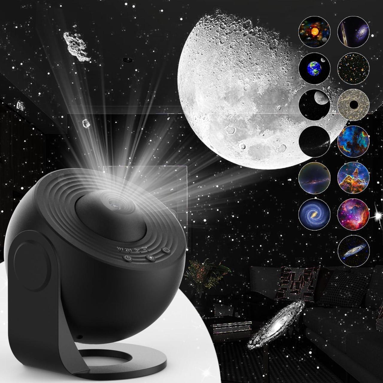 SOMKTN Planetarium Star Projector 2024 Upgrade, Realistic Starry Show Night Light, 4K 13 HD Film Discs, 360° Rotation, Space & Galaxy Projector for Kids & Adults Bedroom Christmas Decor (Gloss Black)