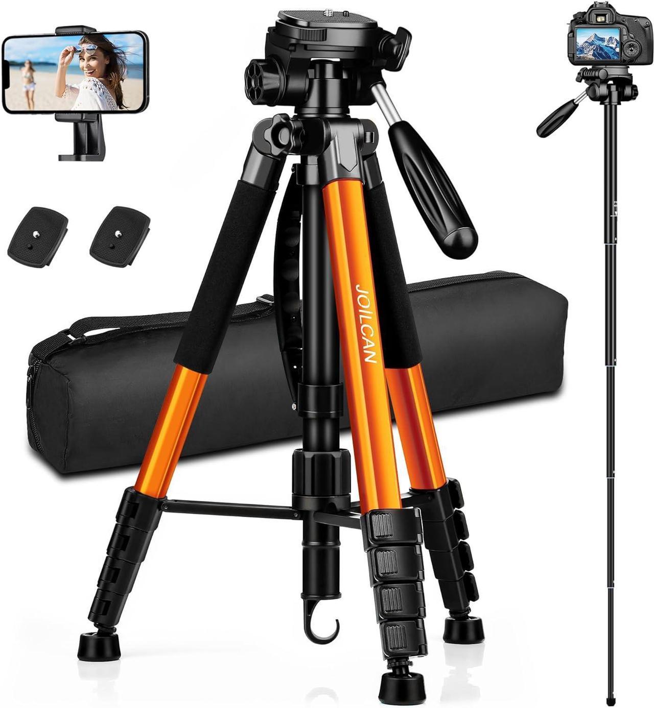 Camera Tripod, 72 Tripod for Camera Stand, Aluminum Heavy Duty Tripod for Video Photo, 5 in 1 Travel Camera Tripod & Monopod Compatible with Canon Nikon Cameras DSLR Camcorder Projector Phone