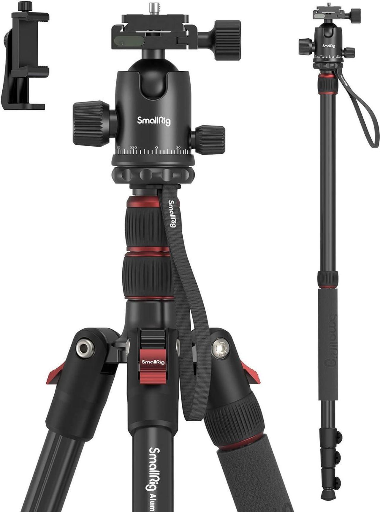 SmallRig 71" Camera Tripod, Foldable Aluminum Tripod & Monopod, 360°Ball Head Detachable, Payload 33lb, Adjustable Height from 16" to 71" for Camera, Phone-3935