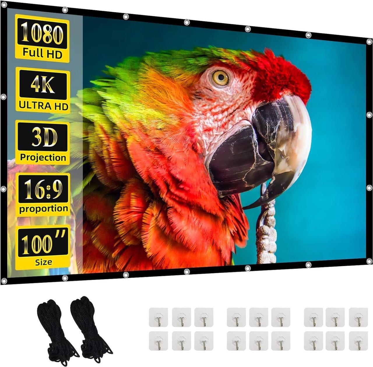 Projector Screen 100 inch 16:9 Foldable Projection Screen for Home Theater, Outdoor Indoor Movies.