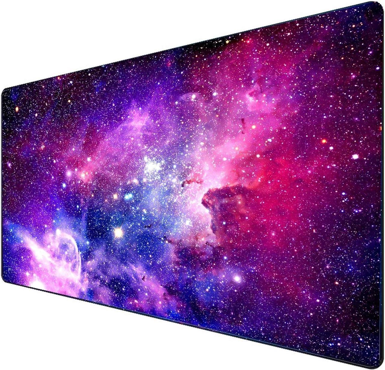 Gaming Mouse Pad - HaiZR Extended Long XXL Mouse Pads Mat (800x400x2mm) with Stitched Edge, Non-Slip Rubber Base Desk Pad Keyboard Mat for Laptop, Computer & PC (Red Starry Sky)