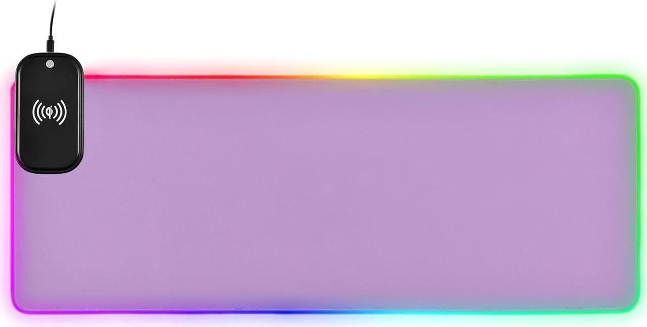 Wisteria Wireless Charging RGB Gaming Mouse Pad 15W, LED Mouse Mat 35.4 x 15.7 Inch, 14 Light Modes Extra Large Mousepad Non-Slip Rubber Base Computer Keyboard Mat for Gaming, PC, Laptop, Desk