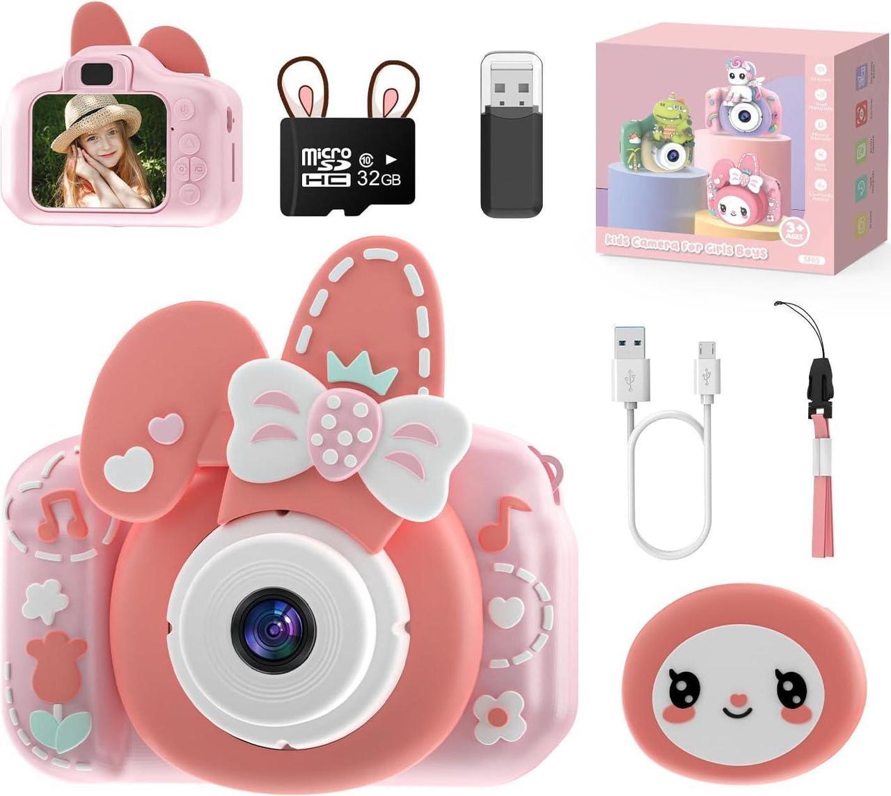 Skirfy Kids Camera with 32G TF Card,Kids Digital Camera,Selfie Camera for Girls Aged 3 4 5 6,Toddler Camera Kids Toy 1080P Kids Video Camera Easter Gift,Valentines Day Gifts for Kids,New Year Gifts