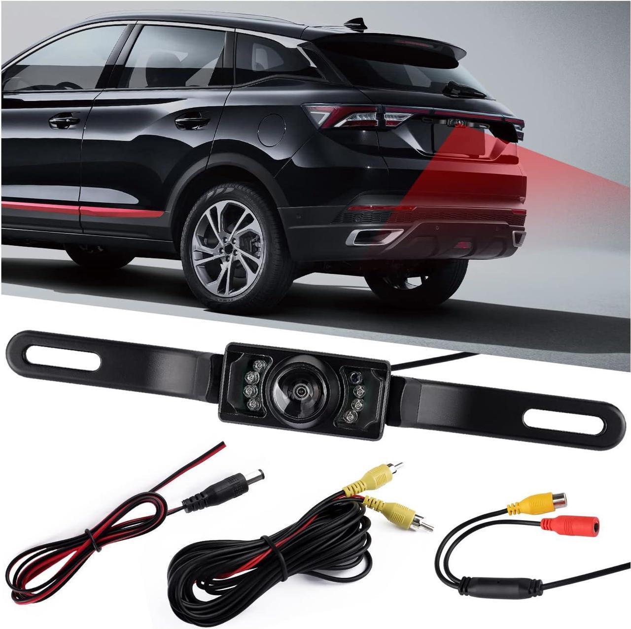 Backup Camera for Car with 8 LED - [HD Night Vision] [IP69 Waterproof] License Plate Camera for Safe Reverse - 170° Wide Angle Rear View Camera Fits Car Truck SUV