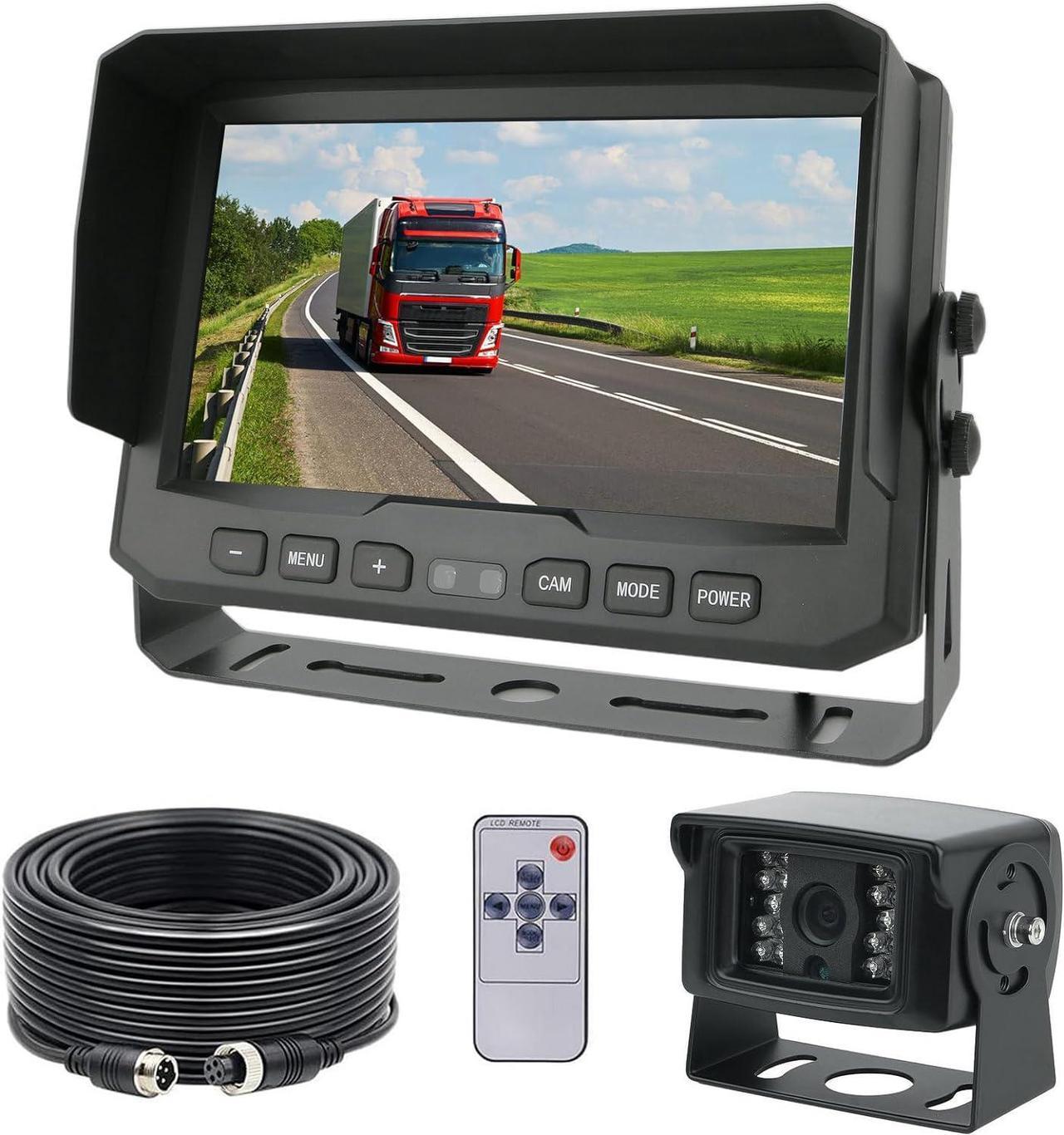 Truck 1080P HD Backup Camera System,High Defenition cab cam Camera with 7 inch Monitor+ 4 PIN Camera Cable for Bus/Truck/Van/Trailer/RV/Camper/Motor Home/Vehicle