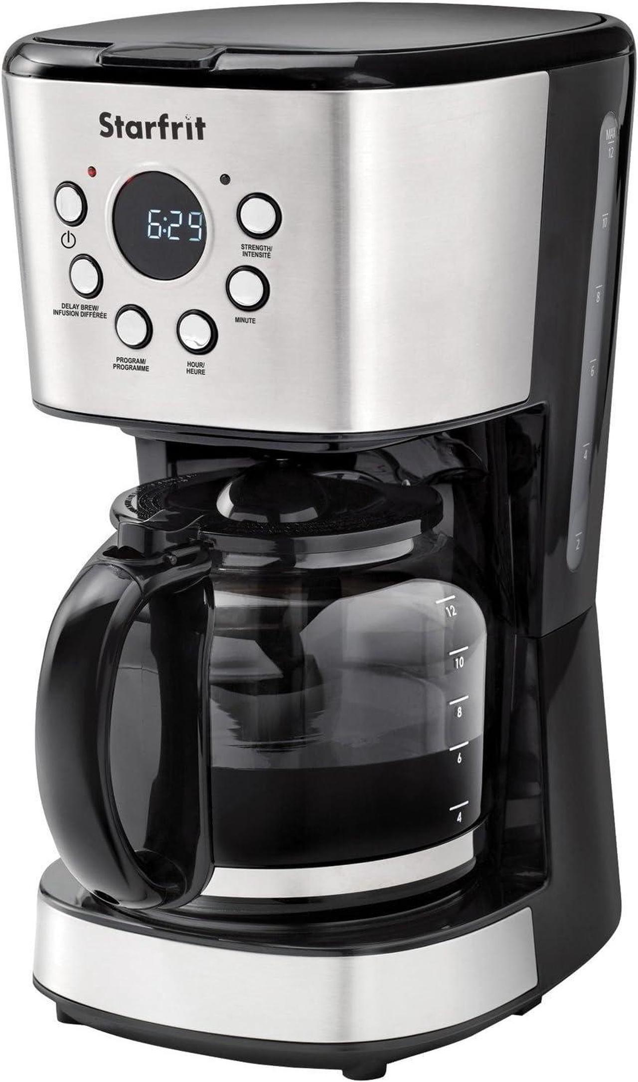 Starfrit Programmable Drip Coffee Maker - 12 Cups - LCF Display - Stainless Steel Design