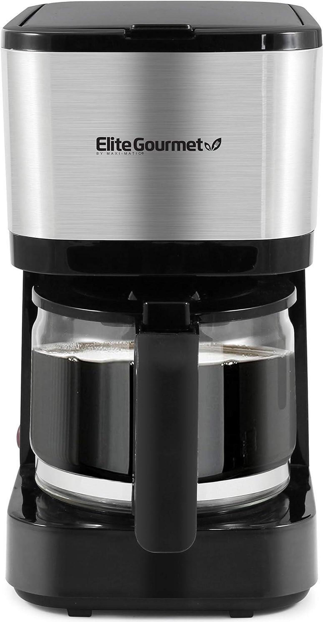 Elite Gourmet Automatic Brew & Drip Coffee Maker, with PaCae N Serve, ReCaable Filter, On/Off Switch, Water Level Indicator, 5-Cup, Stainless Steel, EHC9420