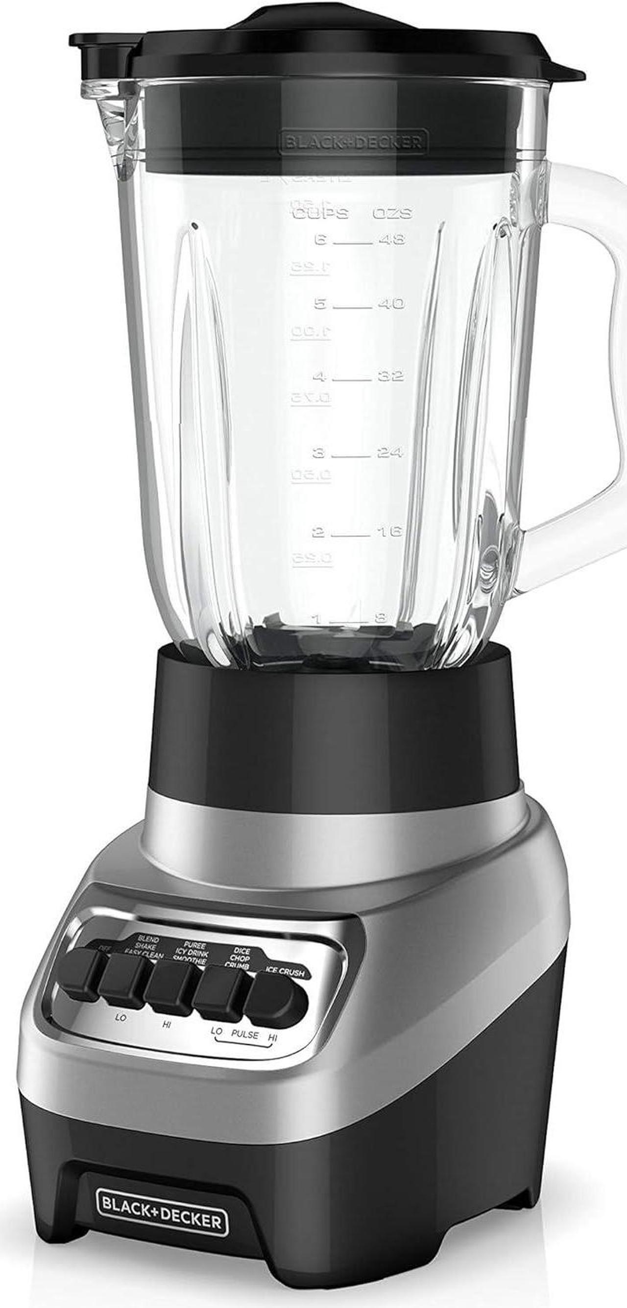 BLACK+DECKER PowerCrush Multi-Function Blender with 6-Cup Glass Jar, 4 Speed Settings, Silver