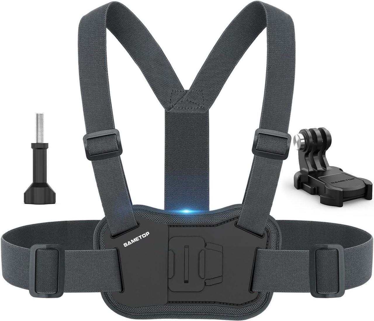 Sametop Chest Mount Harness Chesty Strap Compatible with GoPro Hero 12 11 10 9 8 7 6 5 Session AKASO DJI Osmo Action Cameras - Balance Stability and Comfort Performance