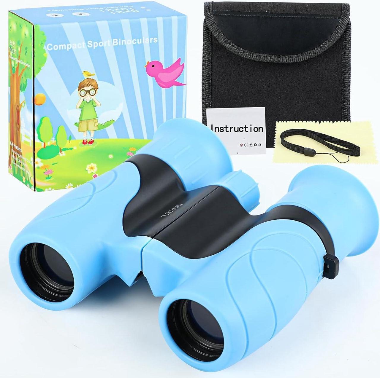 FIZILI Binoculars Kids 8 * 21 Magnification Eye-Care and Drop-Proof Kids Binoculars,Suitable for Bird Watching, Camping, Traveling, Outdoor Games,Kids Telescopes for 3-12 Years Boys and Girls