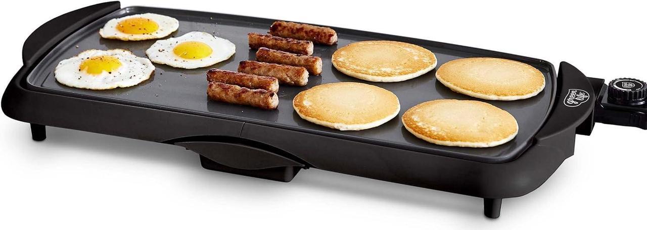 GreenLife 20" Electric Griddle, Extra Large Surface for Pancakes Eggs Fajitas, Healthy Ceramic Nonstick Coating, Stay Cool Handles, Removable Drip Tray, Temperature Control, PFAS-Free, Black