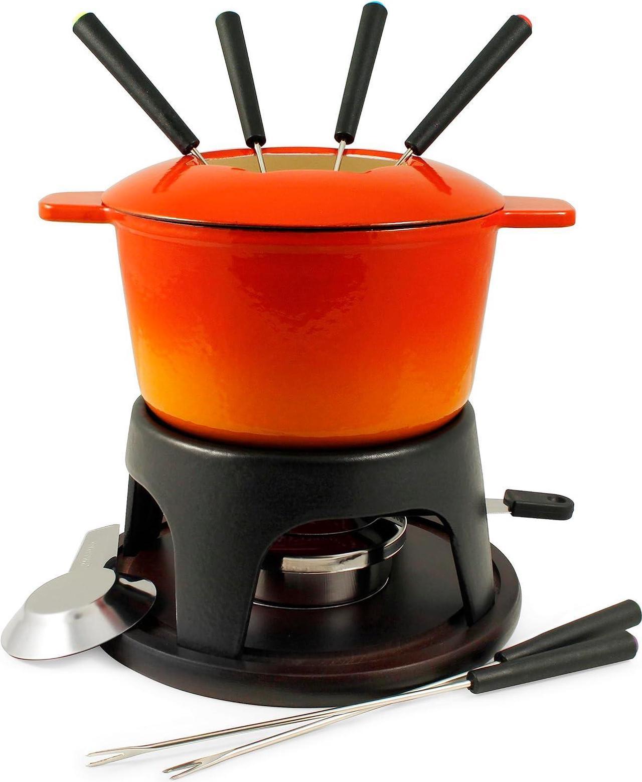 Swissmar F66695 Sierra 11-Piece Cast Iron Fondue Set (Orange)