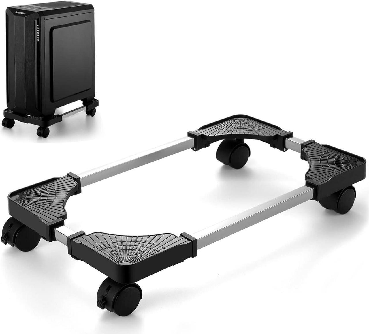 CPU Stand, Adjustable Computer Tower Stand, CPU Holder Cart for Floor, PC Stand for Most Gaming PC Case - Black