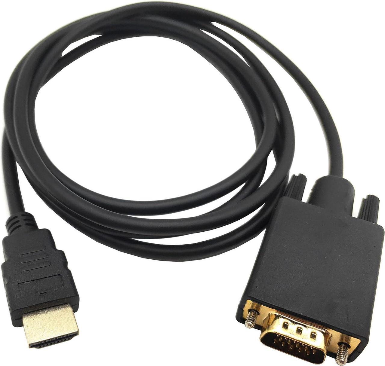 HDMI to VGA Adapter Cable, Haokiang 6ft/1.8m Gold-Plated 1080P HDMI Male to VGA Male Active Video Converter Cord Support Notebook PC DVD Player Laptop HDTV to D-SUB HD 15 Pin VGA Monitors Projector