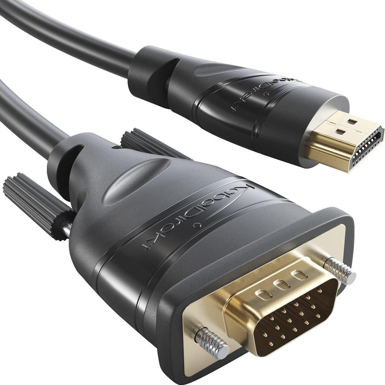 HDMI-VGA Adapter Cable  6ft (HDMI to VGA, High Speed HDMI/15-pin D-sub, Monitor Cable to Connect PCs, laptops, and Other HDMI Devices to VGA Screens at Full HD/1080p and a Fast 60Hz) by CableDirect