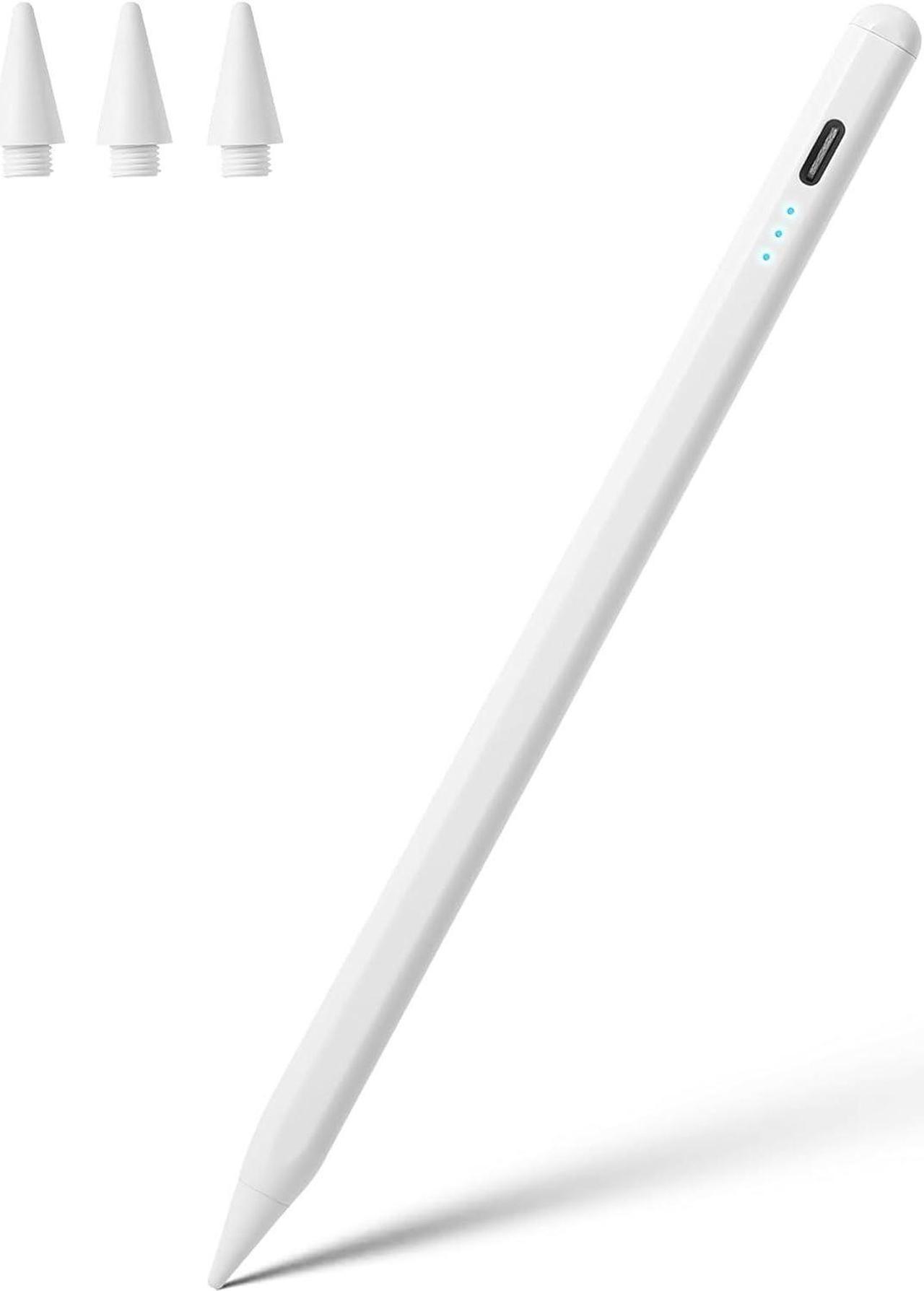 Stylus Pen for iPad 10th 9th 8th 7th 6th Generation, iPad Pro 12.9 11 inch, iPad Air 5th 4th 3rd Gen, iPad Mini 6 5, Apple Pencil 1st & 2nd Gen Alternative, Smart Active iPencil Palm Rejection (White)