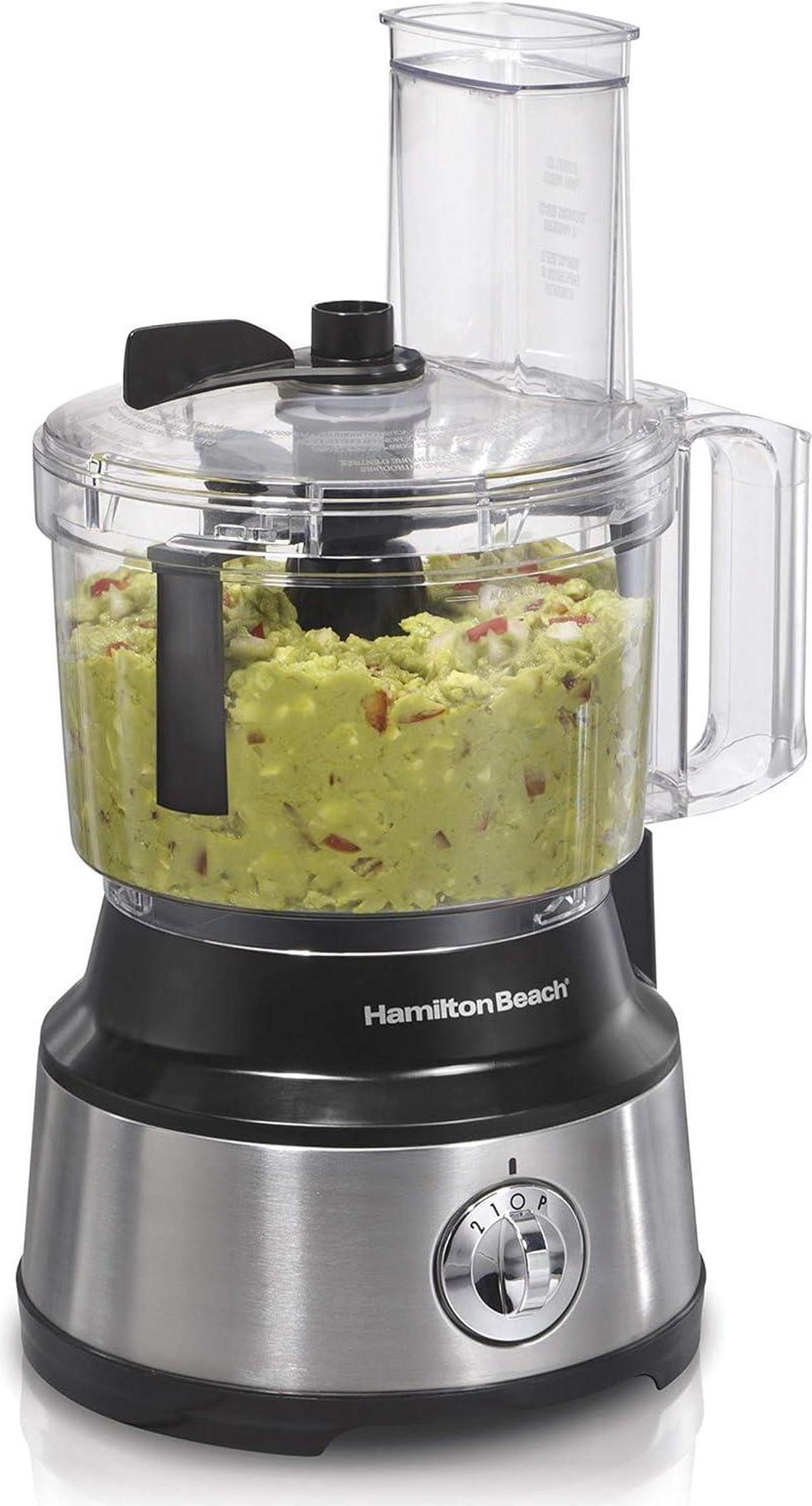 Hamilton Beach Food Processor & Vegetable Chopper for Slicing, Shredding, Mincing, and Puree, 10 Cups - Bowl Scraper, Stainless Steel