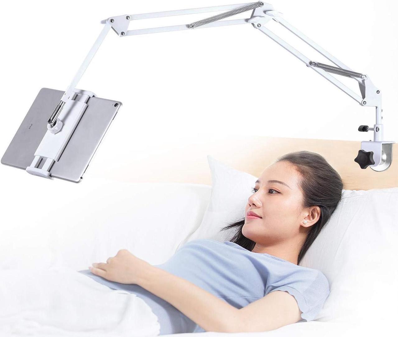 Tablet Stand Adjustable,Foldable Tablet Stand for Bed,Aluminum Universal Flexible Tablet Holder with 360 Degree Rotation for iPad/iPhoneX/iPad Pro/N-Switch,or Other 4.5~12.9 Inches Devices (White)