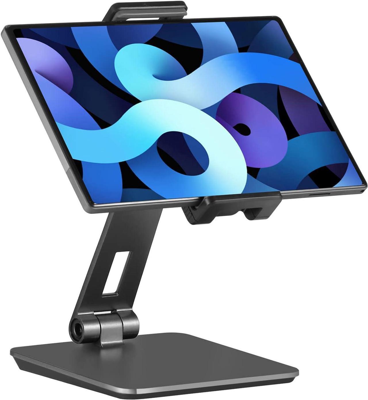 Tablet Stand Adjustable & Foldable, 360° Swivel Heavy Aluminum Tablet Holder for Desk, Compatible with iPad Pro/Air/Mini, Galaxy Tab, Surface Pro, Kindle Fire (7-13") (Dark Gray)