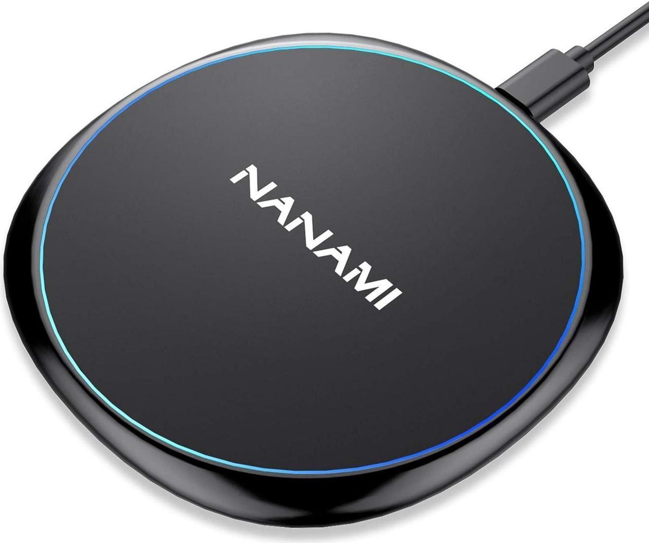 Fast Wireless Charger, NANAMI 15W Max Qi Charging Pad for iPhone 15 Pro Max/14 Plus/13/12 Mini/11/XR/XS/X/8, Fast Charge for Samsung Galaxy S24/S23/S22 Ultra/S21/S20 fe/S10/S9,Pixel 6, AirPods Pro/3