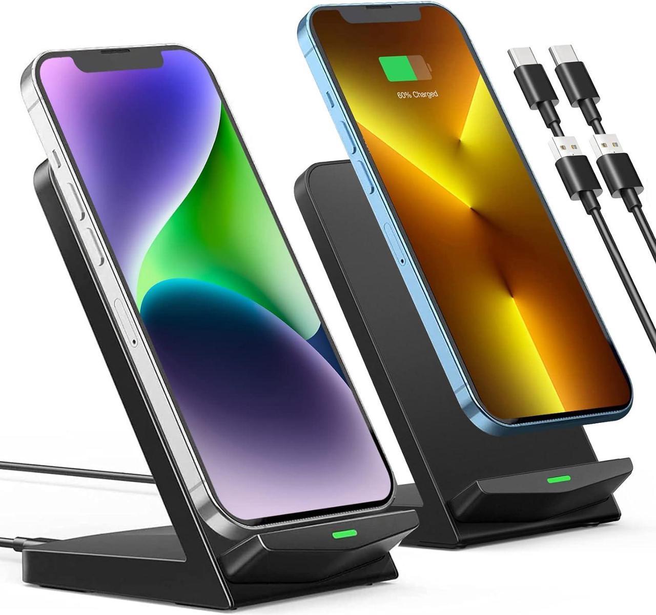 Wireless Charger 2 Packs, Dual-Coil 15W Fast Wireless Charging,Phone Wireless Charger Stand Compatible with iPhone 15/14/13 Pro Max/12/11/SE/XR/XS/8 Plus, Galaxy S21 Ultra/S20/S10, Pixel(NoAdapter)