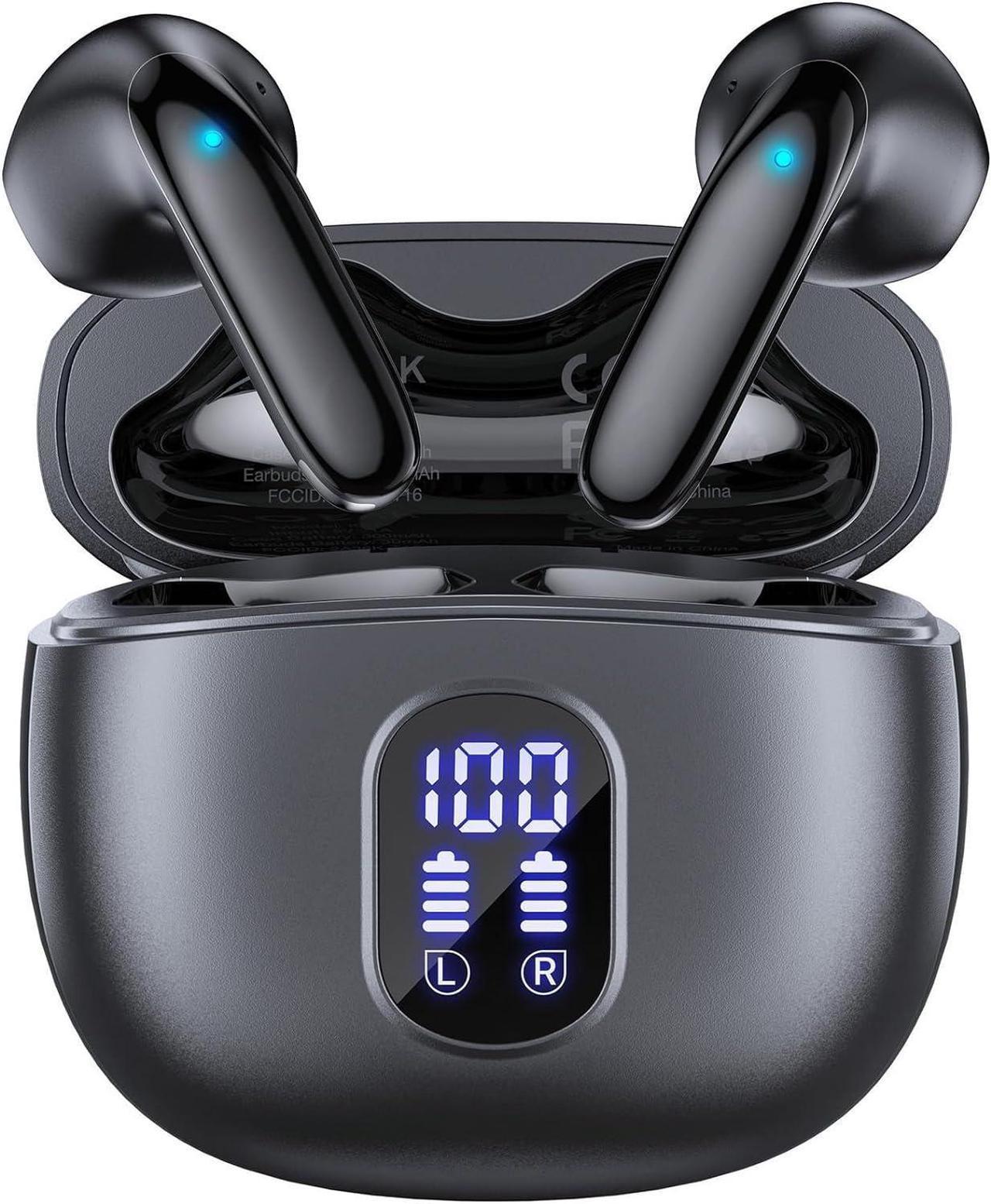 EIOEAK Wireless Earbuds Bluetooth 5.3 Headphones Stereo Bass Ear Buds 40Hrs Playback Earphones with LED Power Display Touch Control Earbuds with Mic Charging Case for Laptop Cell Phone Sports