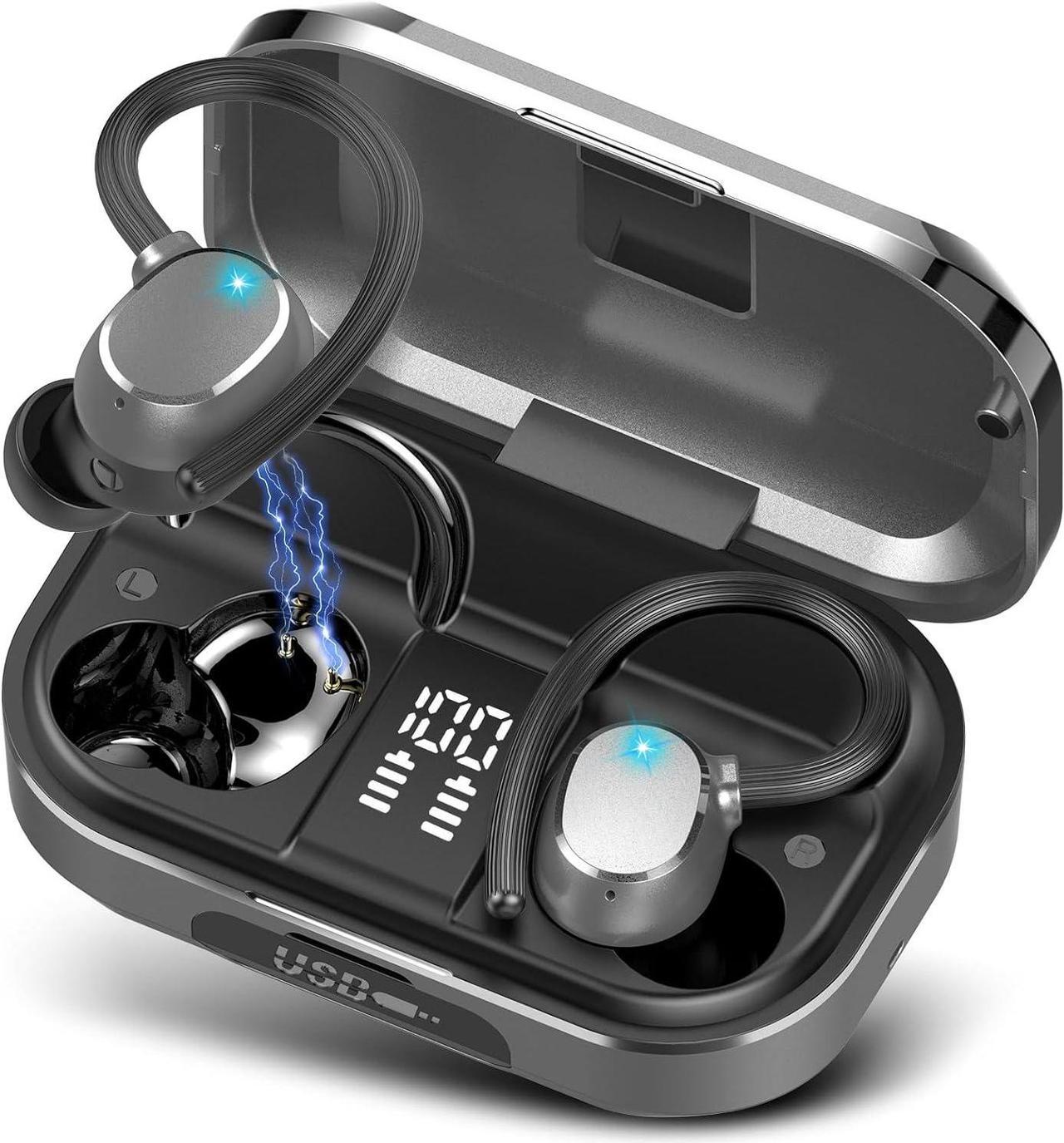 Wireless Earbuds, HiFi Stereo Wireless Headphones with HD Mic, 120H Bluetooth 5.3 Headphones,Deep Bass Wireless Earphones with LED Display, IP7 Waterproof Earbuds for Running Sports(Starry Silver)