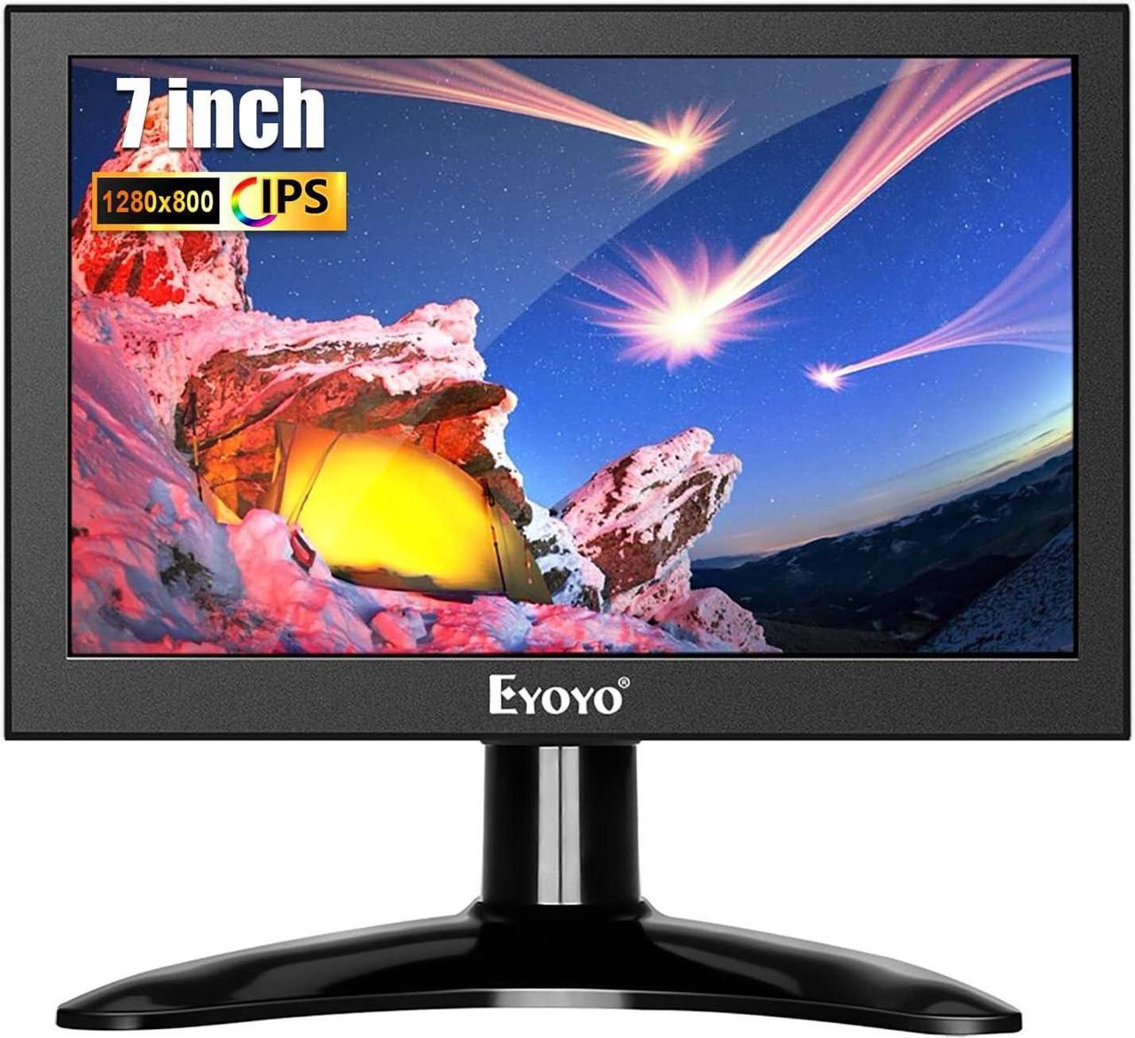 Eyoyo 7 inch Small HDMI LCD Monitor, Portable 1280x800 16:10 IPS Screen Support HDMI/VGA/AV/BNC Inputs