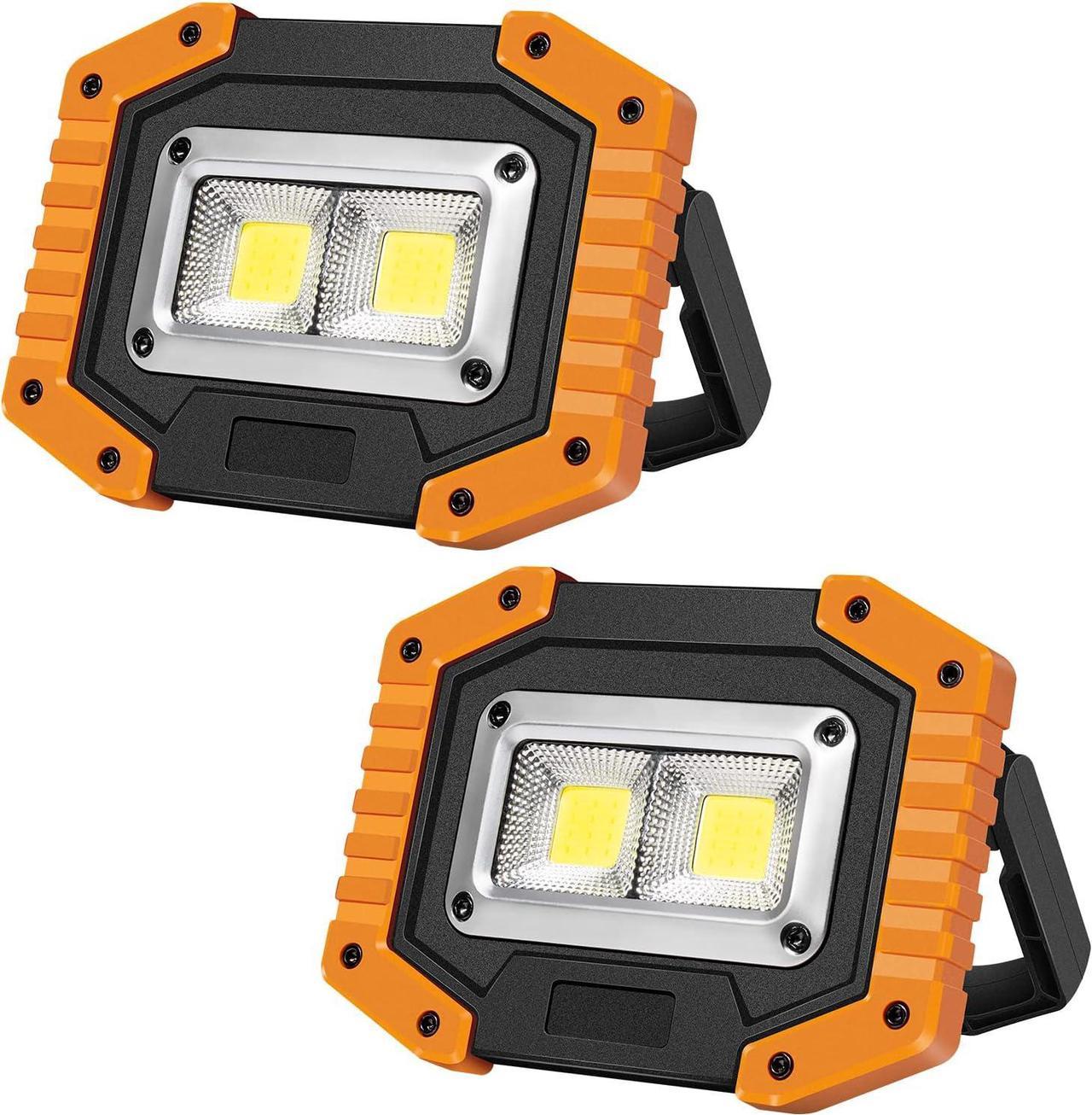 OTYTY 2 COB 30W 1500LM LED Work Light, Portable Rechargeable Floodlight Magnetic LED Lights for Outdoor Camping Hiking Emergency Car Repairing Job Site Lighting (2 Pack)