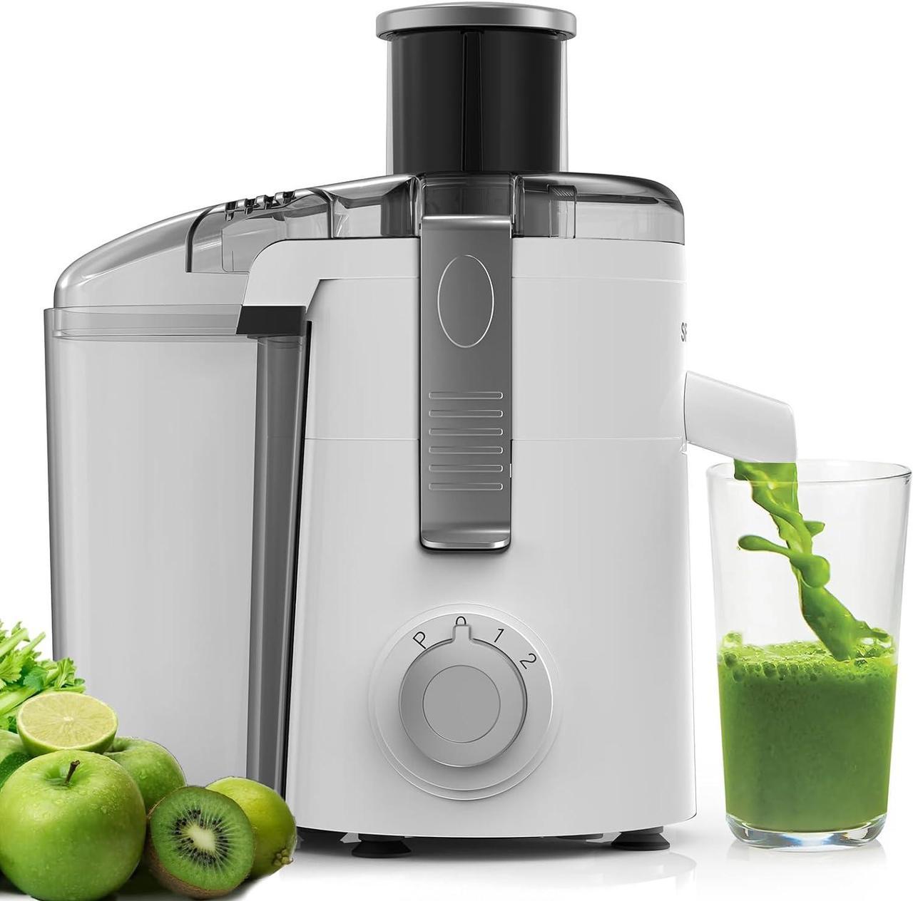 Juicer Machines, SiFENE Compact Centrifugal Juicer Extractor, Juice Maker for Vegetable and Fruit with 3-Speed Setting, BPA Free, Easy to Clean, White